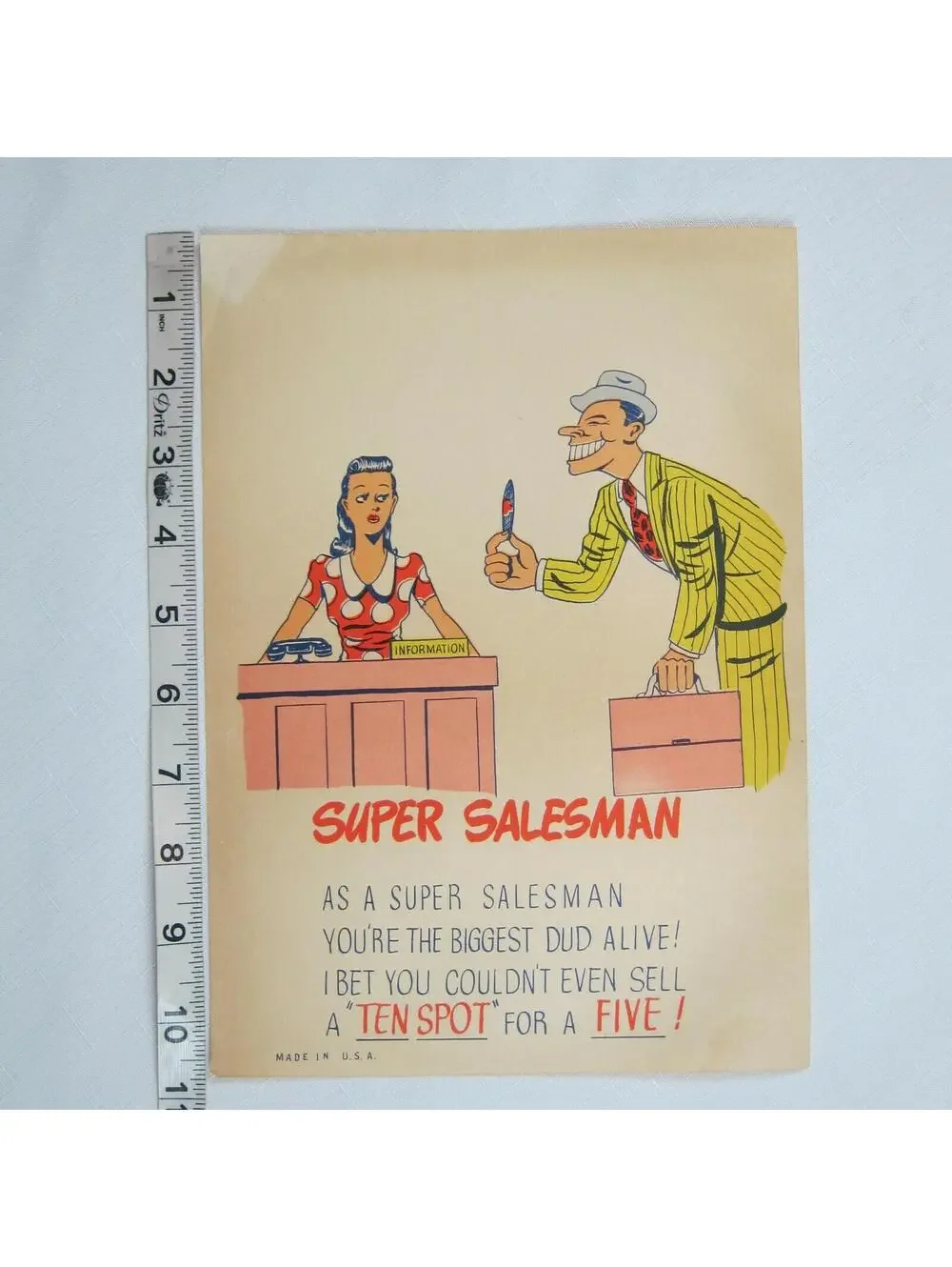 Vintage Vinegar Valentine Super Salesman Penny Dreadful Sarcasm Insult Ephemera